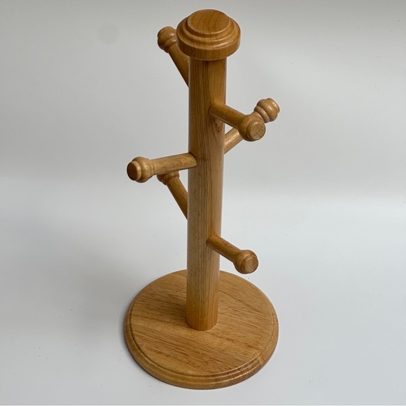 Wooden Mug Tree Holder Stand 6 Pegs - Picture 2 of 8